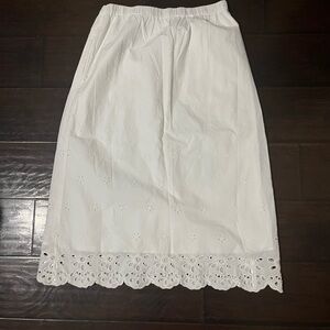 Old Navy White Eyelet Midi Skirt with Scalloped Hem